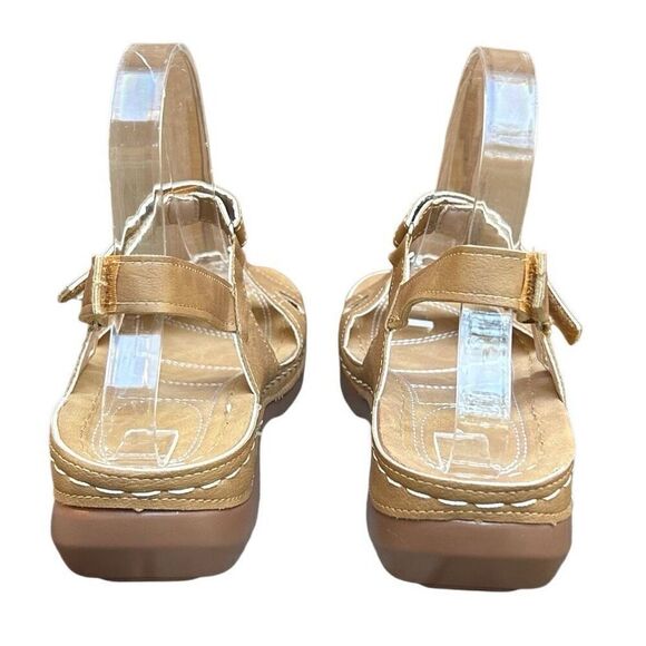 Josdec Sandals Women's 37 Tan Open Toe Platform Orthopedic Dressy Summer - Picture 2 of 8